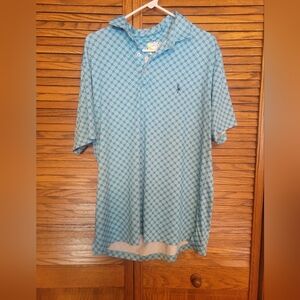 Tailorbyrd Light Blue Geometric Polo Shirt Mens Size XL